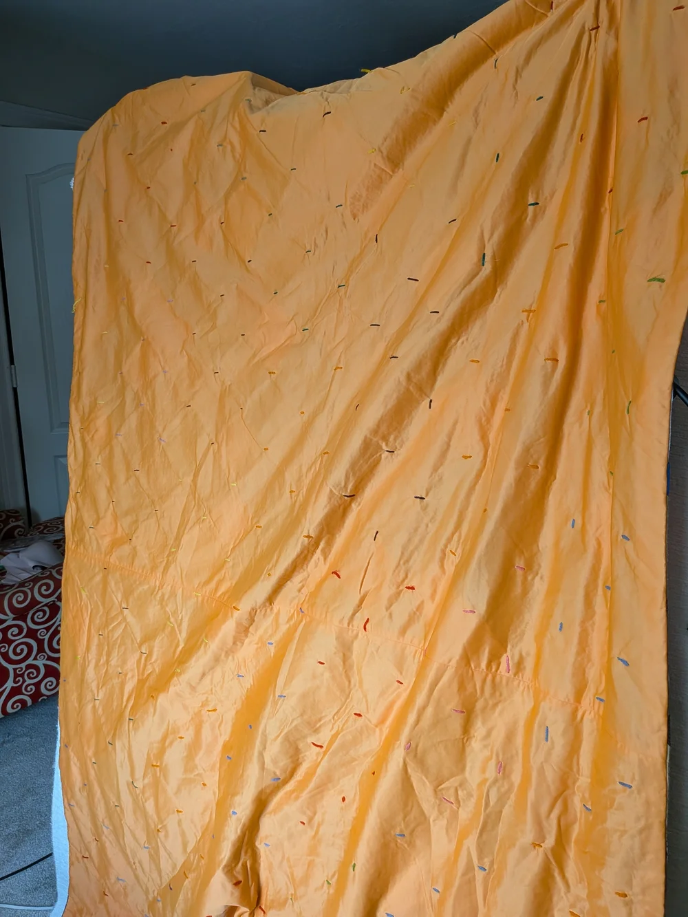 Vintage Handmade Square On Point Patchwork Quilt Blanket 1960's